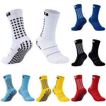 Футболни чорапи с гърчове, Памучен квадратна силиконова търтей, нескользящие футболни спортни мъжки дамски спортни бейзболни чорапи за ръгби, нескользящие