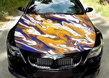 Цветна Абстрактна живопис Винил върху предния капак на автомобила Пренасяне на винил фолио Етикети на капака на двигателя Наклейте на автомобил Автоаксесоари