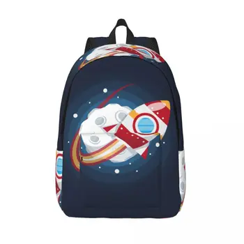 Цветна раница с космическа Ракета, пътна чанта Унисекс, училищен раница за книги Mochila