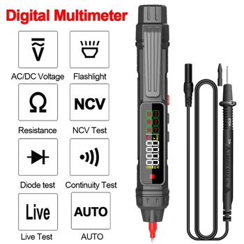 Цифров мултицет с цифров подсветка multimetro Auto, intelligent sensor pen Тестер DC AC Volt Многометровый фенерче NCV тестер
