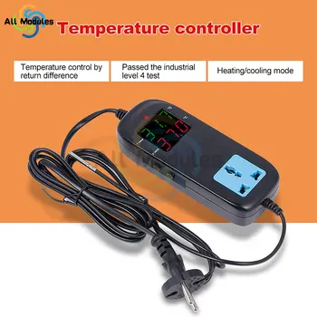 Цифров регулатор на температурата, вграден в стената 2200 W 220 v 10A, термостат за фризера за влечуги, оранжерии,
