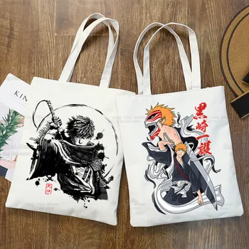 Чанта за пазаруване Bleach Kurosaki Ichigo, Манга, японска Аниме, джутовая калъф, чанта-тоут, пазаруване, торби за многократна употреба Bolsa Sacolas