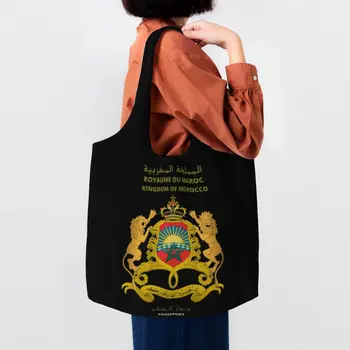 Чанта за пазаруване с принтом Kawai на Марокански паспорт, Преносим Холщовая чанта за пазаруване Кралство Мароко, дамски чанти, чанти
