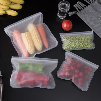 Чанта за съхранение на свежи продукти, EVA, чанта за съхранение на храна в хладилника, запечатан пакет за плодове и зеленчуци, за многократна употреба на кухненски инструменти.