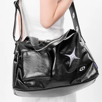 Чанти-тоут по рамото За момичета, Дамски чанти-тоут Голям капацитет в стил Гръндж Y2k, Козметична чанта на рамото, Реколта Прости Модни Ежедневни Чанти, Универсални