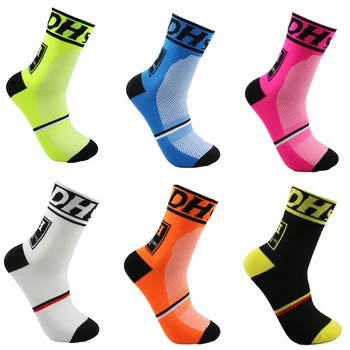 Чорапи висше марка DH, Спортни, Професионални Нови Чорапи за Колоездене, Дишащи велосипедни чорапи За състезания на открито, на Големи Размери За мъже И Жени
