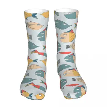 Чорапи с шарени Риби Унисекс, Новост, Зимни чорапи, Топли Дебели Меки Възли на Ежедневните чорапи