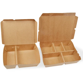индивидуален дизайн на Евтина и екологично чиста индивидуална еднократна употреба кафяв крафт-кутия за храна за вкъщи