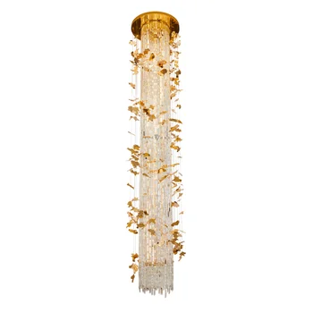 модерен полилей за високи тавани, луксозни окачени осветителни тела на вила long K9, кристален led стълбищна полилей