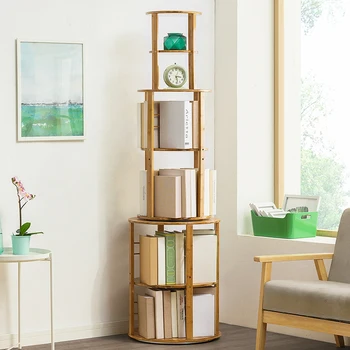 проста bookshelf с въртене на 360 градуса лесна модерна многослойна подова срок на съхранение