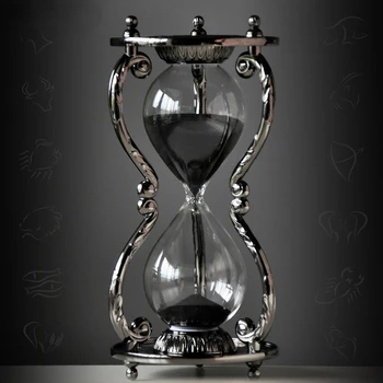 пясъчен часовник с Таймер за 30 минути, на Дванадесетте Съзвездия, Метални Пясъчен часовник с Таймер, Творчески украшение, Начало декор, подаръци за мъже и приятелки
