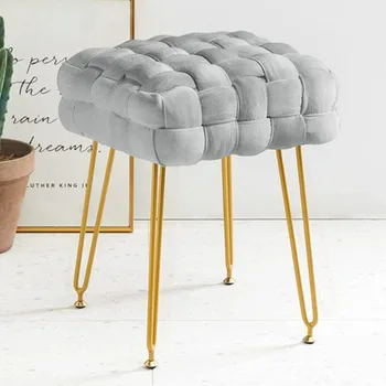 стилен минималистичен стол, Модерен градински тоалетка, Скандинавски табуретка, хоп, кадифе, краката, метални sillas para sala de estar, мебели за дома