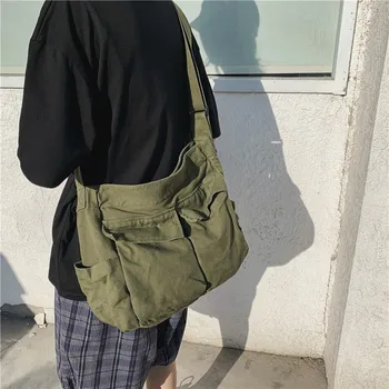 чанта през рамо с едно рамо, мъжки и дамски холщовая чанта, чанта за студентски клас, градинска чанта за художествени дейности за свободното време с голям капацитет