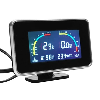 Автомобилен LCD-дисплей 4 В 1 LCD дисплей Авто Цифров датчик за налягане на маслото Цифров дисплей Сензора на Арматурното табло,